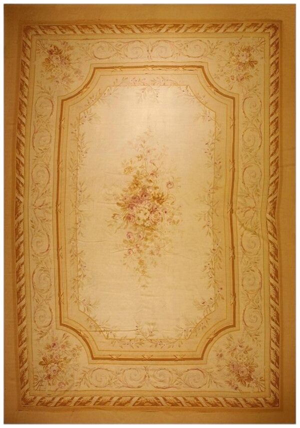1850s antique masterpiece beige field floral medallion weave french aubusson rug 1 1850s antique masterpiece beige field floral medallion weave french aubusson rug