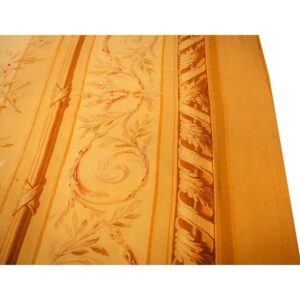 1850s Antique Masterpiece Beige Field Floral Medallion Weave French Aubusson Rug - detail view 6