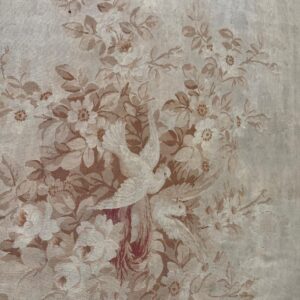 1850s Ivory Ground Floral Medallion Antique French Aubusson Flatweave Wool Rug - detail view 2