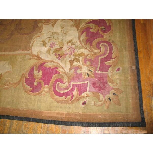 1860s brown traditional floral antique french louis philipe period aubusson rug 3 1860s brown traditional floral antique french louis philipe period aubusson rug - detail view 2
