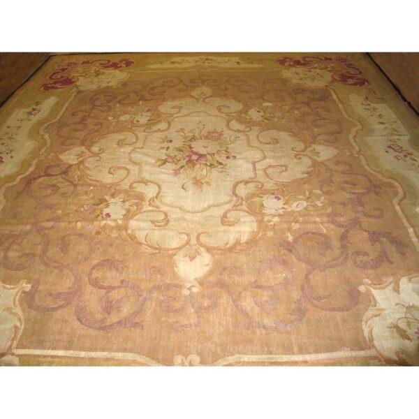 1860s brown traditional floral antique french louis philipe period aubusson rug 6 1860s brown traditional floral antique french louis philipe period aubusson rug - detail view 5