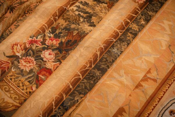 1875s antique beige field european landscape victorian flat weave wool tapestry 8 1875s antique beige field european landscape victorian flat weave wool tapestry - detail view 7