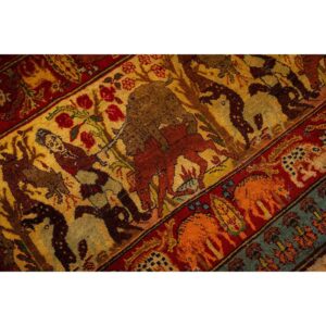 1880s Antique Gold Ground Large-Scale Floral Knotted Wool Tabriz Carpet Rug - detail view 2