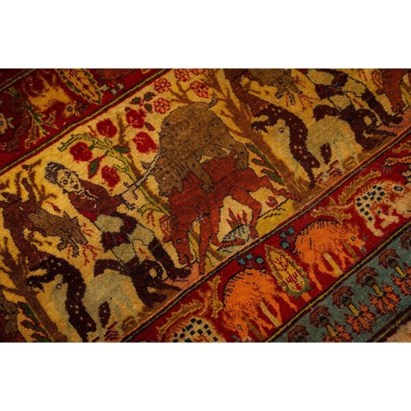 1880s antique gold ground large-scale floral knotted wool tabriz carpet rug 3 1880s antique gold ground large-scale floral knotted wool tabriz carpet rug - detail view 2
