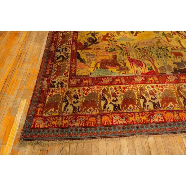 1880s antique gold ground large-scale floral knotted wool tabriz carpet rug 4 1880s antique gold ground large-scale floral knotted wool tabriz carpet rug - detail view 3