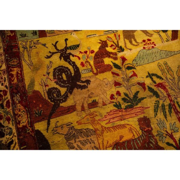 1880s antique gold ground large-scale floral knotted wool tabriz carpet rug 5 1880s antique gold ground large-scale floral knotted wool tabriz carpet rug - detail view 4