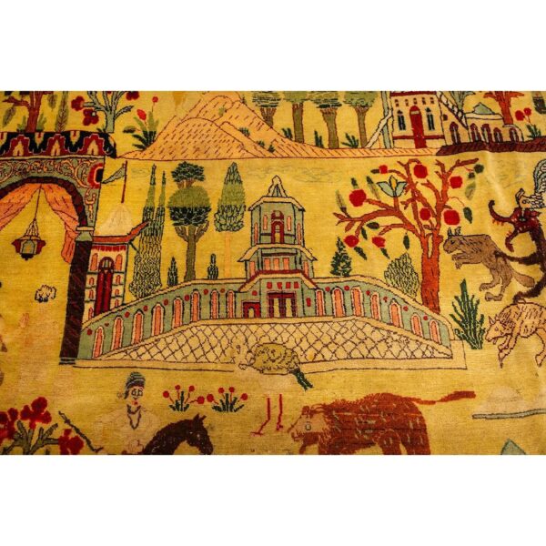 1880s antique gold ground large-scale floral knotted wool tabriz carpet rug 7 1880s antique gold ground large-scale floral knotted wool tabriz carpet rug - detail view 6