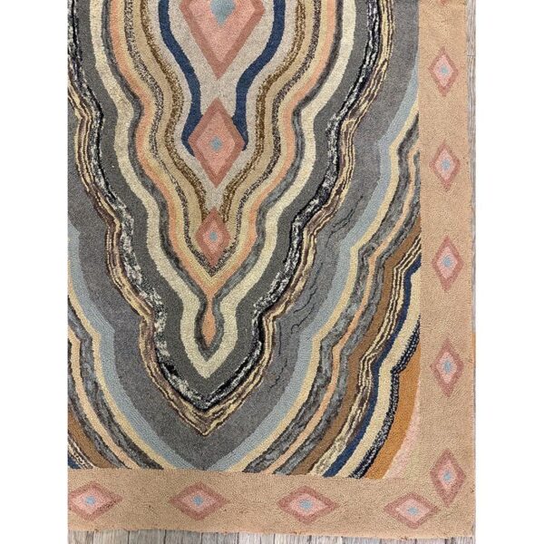 1880s antique multicolor medallion folk art cotton american hooked carpet rug 3 1880s antique multicolor medallion folk art cotton american hooked carpet rug - detail view 2