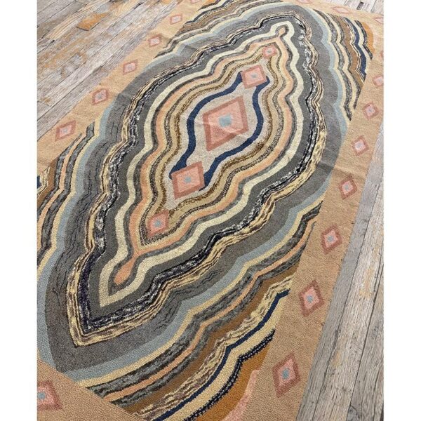 1880s antique multicolor medallion folk art cotton american hooked carpet rug 5 1880s antique multicolor medallion folk art cotton american hooked carpet rug - detail view 4