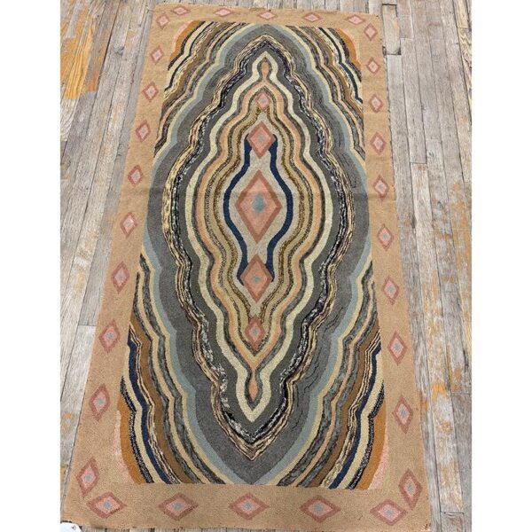 1880s antique multicolor medallion folk art cotton american hooked carpet rug 6 1880s antique multicolor medallion folk art cotton american hooked carpet rug - detail view 5