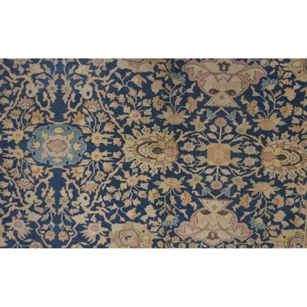 1880s antique navy square islimi floral finely knotted wool tabriz carpet rug 7 1880s antique navy square islimi floral finely knotted wool tabriz carpet rug - detail view 6
