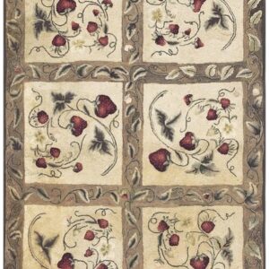 1880s Beige Antique Folk Art Rustic Geometric Modern Hooked Knotted Wool Rug