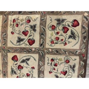 1880s Beige Antique Folk Art Rustic Geometric Modern Hooked Knotted Wool Rug - detail view 5