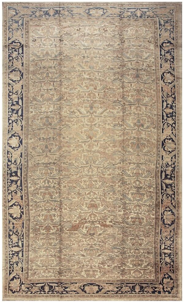 1880s beige field traditional floral antique knotted wool malayer gallery rug 1 1880s beige field traditional floral antique knotted wool malayer gallery rug
