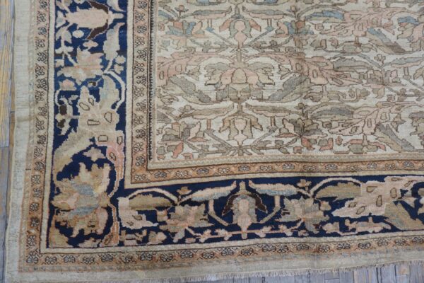 1880s beige field traditional floral antique knotted wool malayer gallery rug 2 1880s beige field traditional floral antique knotted wool malayer gallery rug - detail view 1