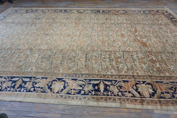 1880s beige field traditional floral antique knotted wool malayer gallery rug 3 1880s beige field traditional floral antique knotted wool malayer gallery rug - detail view 2
