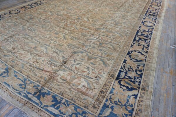 1880s beige field traditional floral antique knotted wool malayer gallery rug 4 1880s beige field traditional floral antique knotted wool malayer gallery rug - detail view 3
