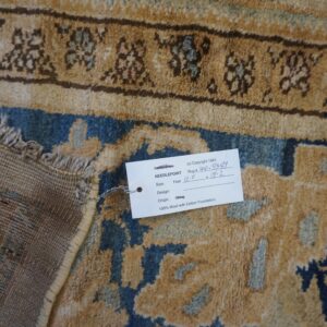 1880s Beige Field Traditional Floral Antique Knotted Wool Malayer Gallery Rug - detail view 4