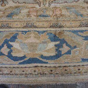 1880s Beige Field Traditional Floral Antique Knotted Wool Malayer Gallery Rug - detail view 5