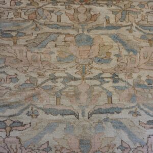 1880s Beige Field Traditional Floral Antique Knotted Wool Malayer Gallery Rug - detail view 6