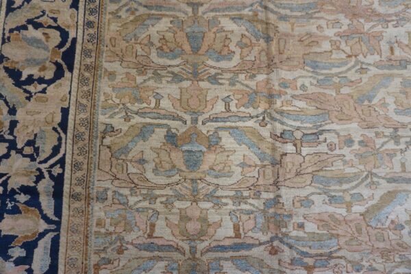 1880s beige field traditional floral antique knotted wool malayer gallery rug 8 1880s beige field traditional floral antique knotted wool malayer gallery rug - detail view 7