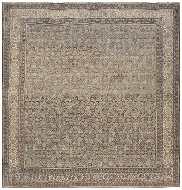 1880s blue navy antique warn square geometric handknotted wool malayer rug 1 1880s blue navy antique warn square geometric handknotted wool malayer rug
