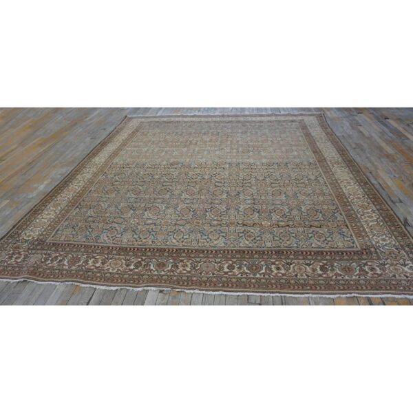1880s blue navy antique warn square geometric handknotted wool malayer rug 2 1880s blue navy antique warn square geometric handknotted wool malayer rug - detail view 1