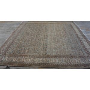 1880s Blue Navy Antique Warn Square Geometric Handknotted Wool Malayer Rug - detail view 3
