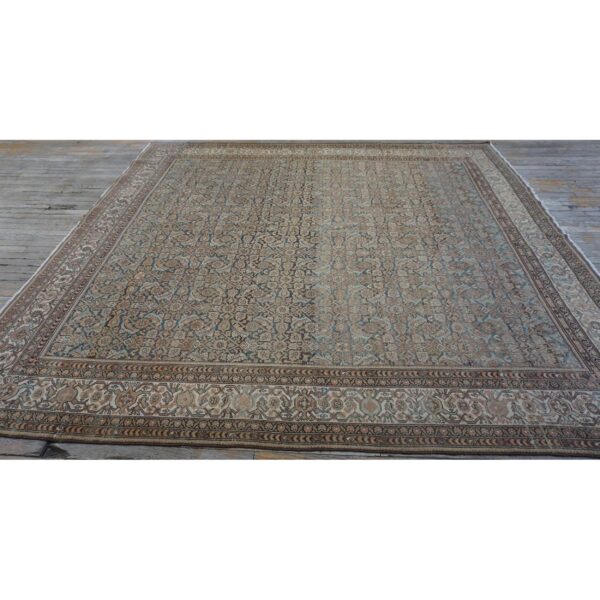 1880s blue navy antique warn square geometric handknotted wool malayer rug 4 1880s blue navy antique warn square geometric handknotted wool malayer rug - detail view 3