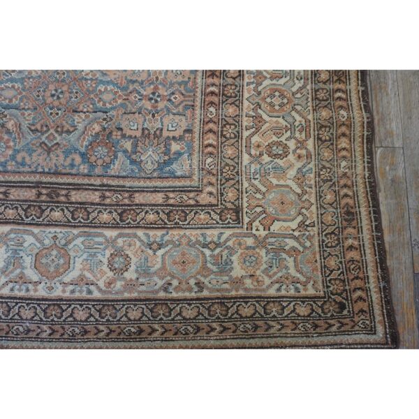 1880s blue navy antique warn square geometric handknotted wool malayer rug 5 1880s blue navy antique warn square geometric handknotted wool malayer rug - detail view 4