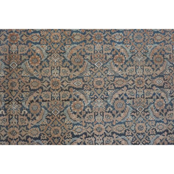 1880s blue navy antique warn square geometric handknotted wool malayer rug 6 1880s blue navy antique warn square geometric handknotted wool malayer rug - detail view 5