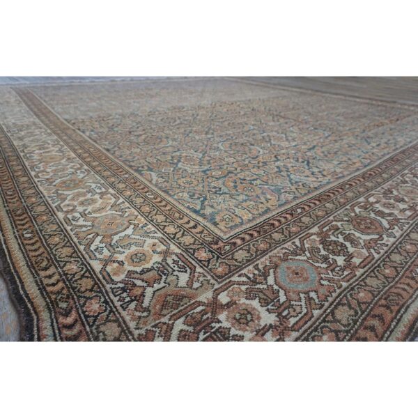 1880s blue navy antique warn square geometric handknotted wool malayer rug 7 1880s blue navy antique warn square geometric handknotted wool malayer rug - detail view 6
