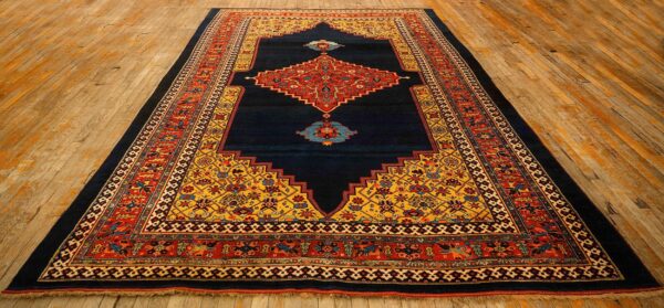 1880s classic blue navy bold medallion antique bijar handknotted wool carpet rug 2 1880s classic blue navy bold medallion antique bijar handknotted wool carpet rug - detail view 1
