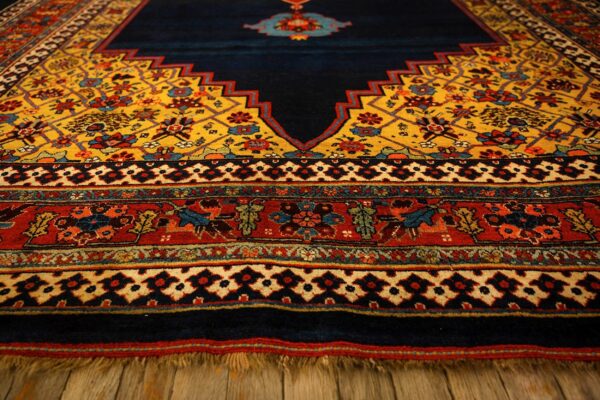 1880s classic blue navy bold medallion antique bijar handknotted wool carpet rug 5 1880s classic blue navy bold medallion antique bijar handknotted wool carpet rug - detail view 4