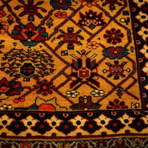 1880s Classic Blue Navy Bold Medallion Antique Bijar Handknotted Wool Carpet Rug - detail view 7