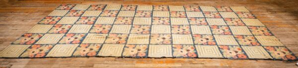 1880s rustic blue ground modern geometric folk art antique american hooked rug 2 1880s rustic blue ground modern geometric folk art antique american hooked rug - detail view 1