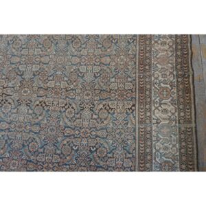 1880s Square Blue Navy Antique Sarouk Floral Desing Knotted Wool Malayer Rug - detail view 2