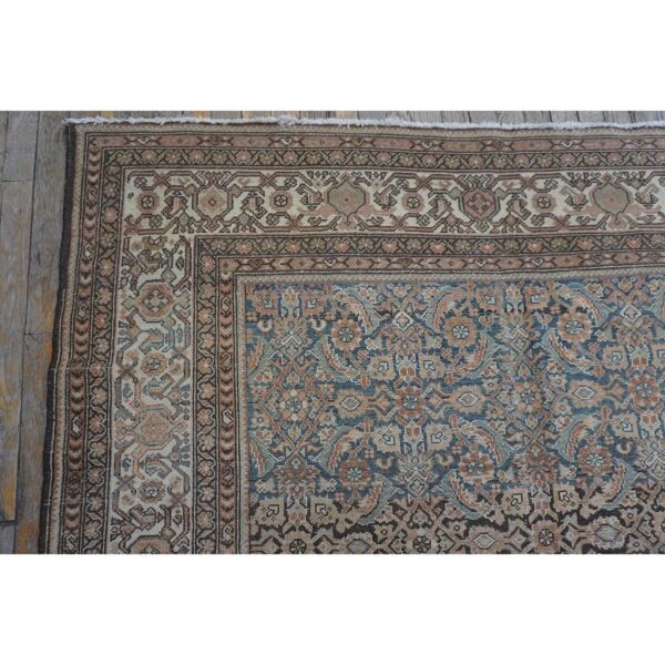 1880s square blue navy antique sarouk floral desing knotted wool malayer rug 5 1880s square blue navy antique sarouk floral desing knotted wool malayer rug - detail view 4