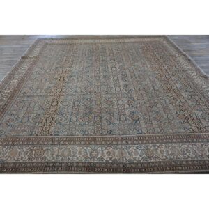 1880s Square Blue Navy Antique Sarouk Floral Desing Knotted Wool Malayer Rug - detail view 5