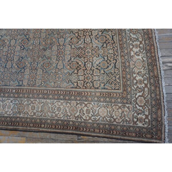 1880s square blue navy antique sarouk floral desing knotted wool malayer rug 7 1880s square blue navy antique sarouk floral desing knotted wool malayer rug - detail view 6