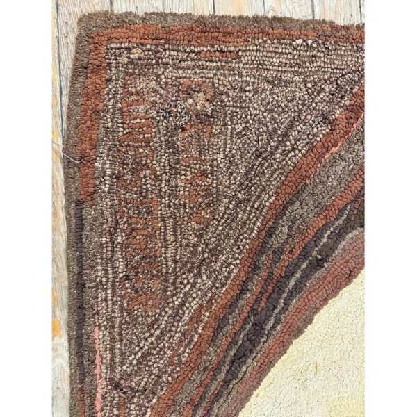 1880s traditional beige antique roses folk art american hooked knotted wool rug 6 1880s traditional beige antique roses folk art american hooked knotted wool rug - detail view 5