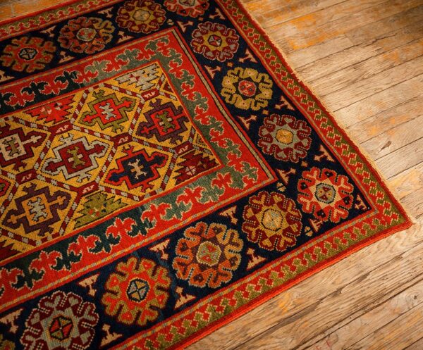 1880s yellow antique geometric tribal knotted wool caucasian tallish runner rug 3 1880s yellow antique geometric tribal knotted wool caucasian tallish runner rug - detail view 2