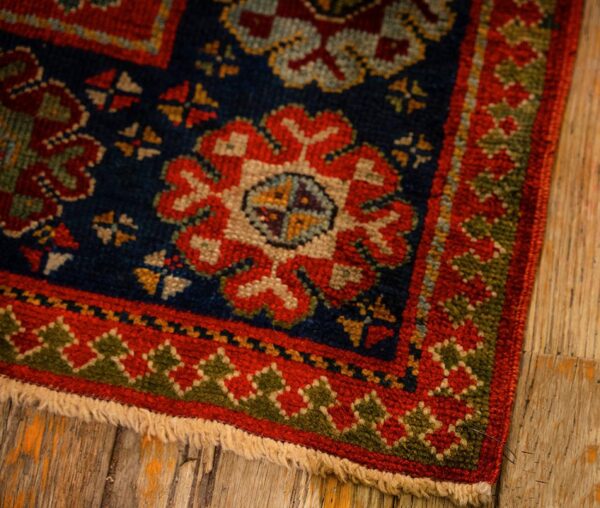1880s yellow antique geometric tribal knotted wool caucasian tallish runner rug 7 1880s yellow antique geometric tribal knotted wool caucasian tallish runner rug - detail view 6