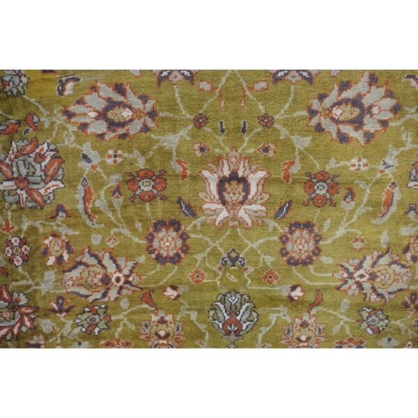 1890s antique oversized green olive 5 star floral knotted wool sultanabad rug 8 1890s antique oversized green olive 5 star floral knotted wool sultanabad rug - detail view 7