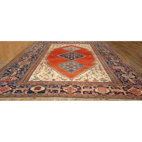 1890s antique red rust rustic field diamond serapi knotted palace size wool rug 2 1890s antique red rust rustic field diamond serapi knotted palace size wool rug - detail view 1
