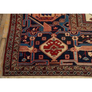 1890s Antique Red Rust Rustic Field Diamond Serapi Knotted Palace Size Wool Rug - detail view 2