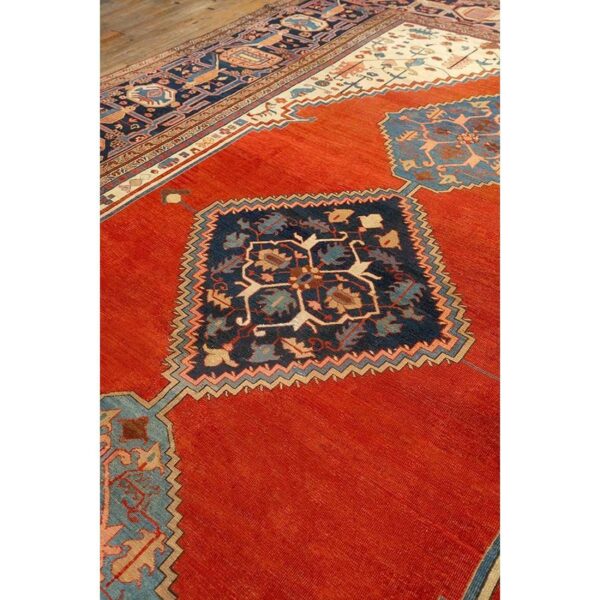 1890s antique red rust rustic field diamond serapi knotted palace size wool rug 4 1890s antique red rust rustic field diamond serapi knotted palace size wool rug - detail view 3