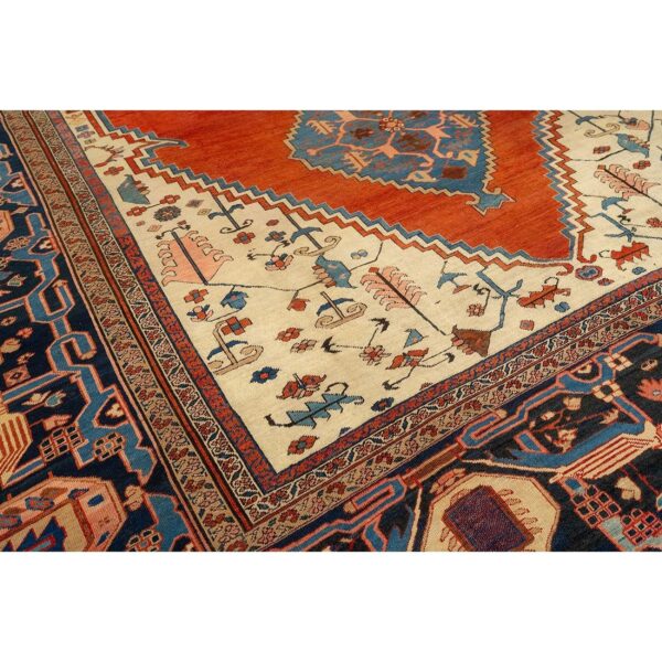 1890s antique red rust rustic field diamond serapi knotted palace size wool rug 5 1890s antique red rust rustic field diamond serapi knotted palace size wool rug - detail view 4
