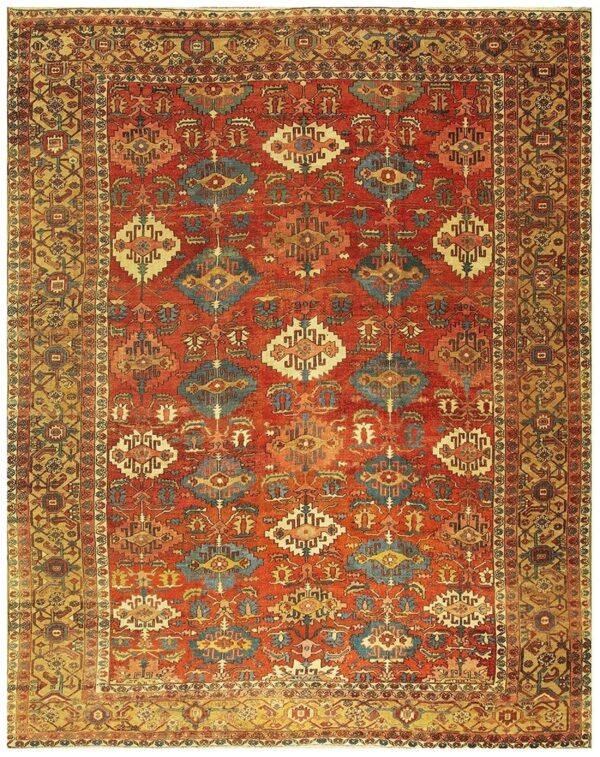 1890s antique red tribal geometric north west heriz serapi knotted wool rug 1 1890s antique red tribal geometric north west heriz serapi knotted wool rug