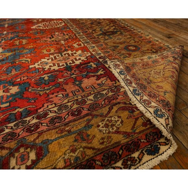 1890s antique red tribal geometric north west heriz serapi knotted wool rug 6 1890s antique red tribal geometric north west heriz serapi knotted wool rug - detail view 5